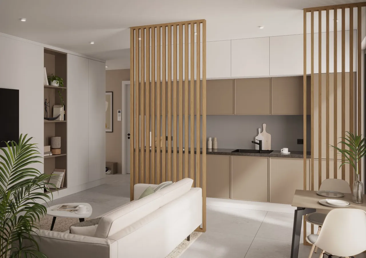 przegrody do salonu lamele regał zasłony