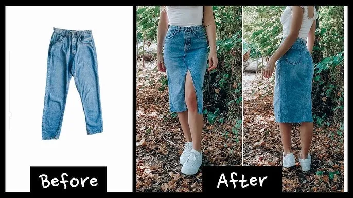 przerabianie spodni z wąskich na szerokie DIY before after