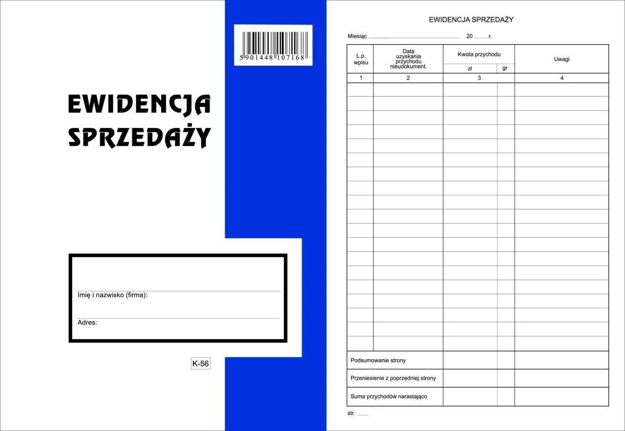 uproszczona ewidencja sprzedaży przykład