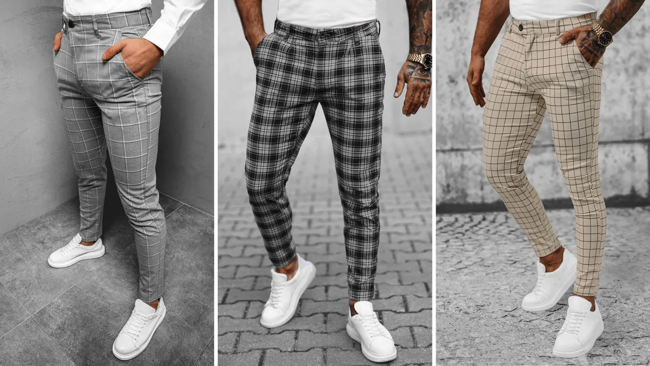 męskie mokasyny i sneakersy do spodni w kratę