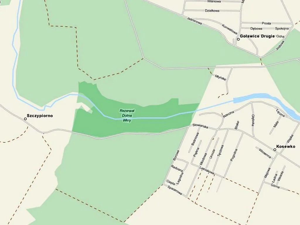 mapa tras kajakowych Wkra Joniec