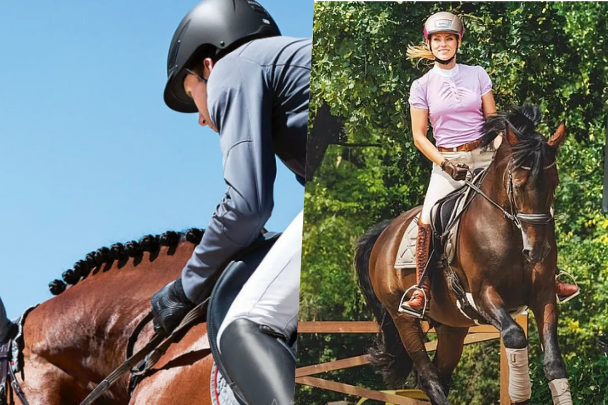 Kask jeździecki Uvex na głowie jeźdźca