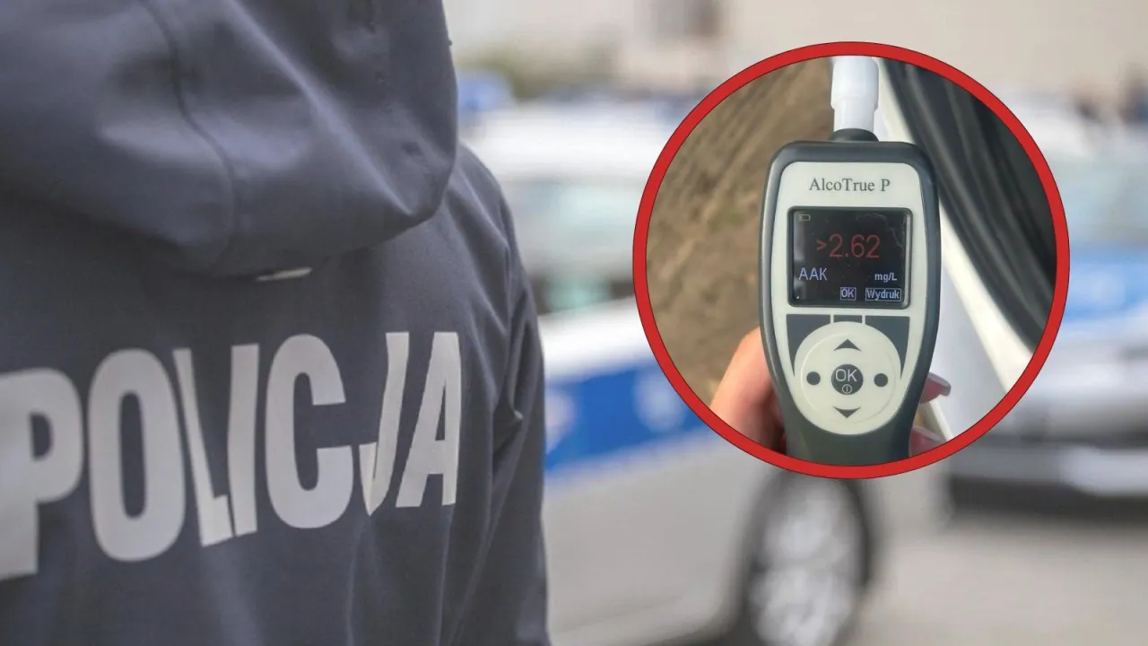 Policjant w mundurze z napisem 