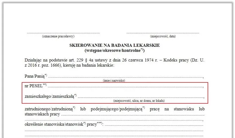 badania wstępne medycyna pracy orzeczenie