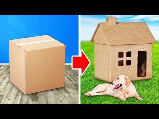 różne budy dla psa z kartonu inspiracje