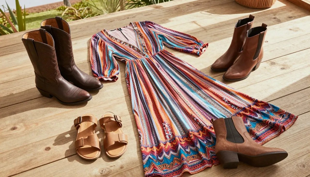 kowbojki i botki do sukienki boho