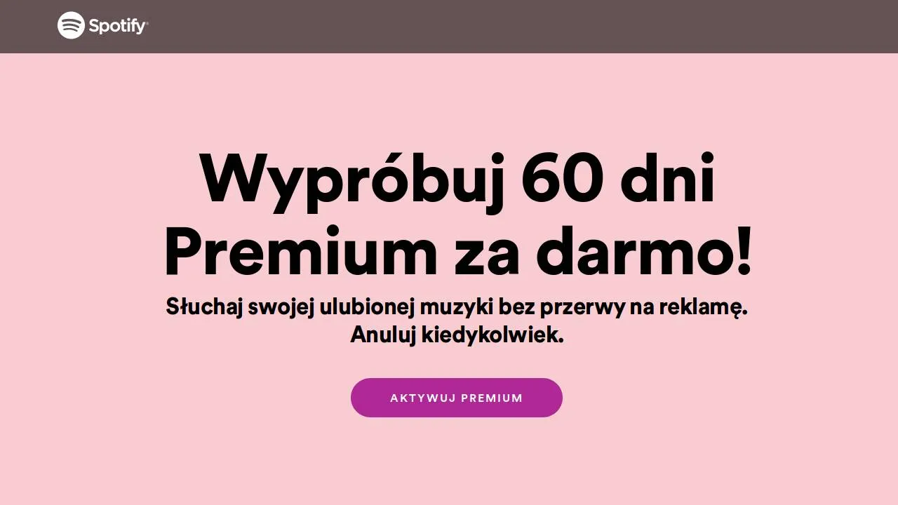 Spotify darmowy okres pr&oacute;bny