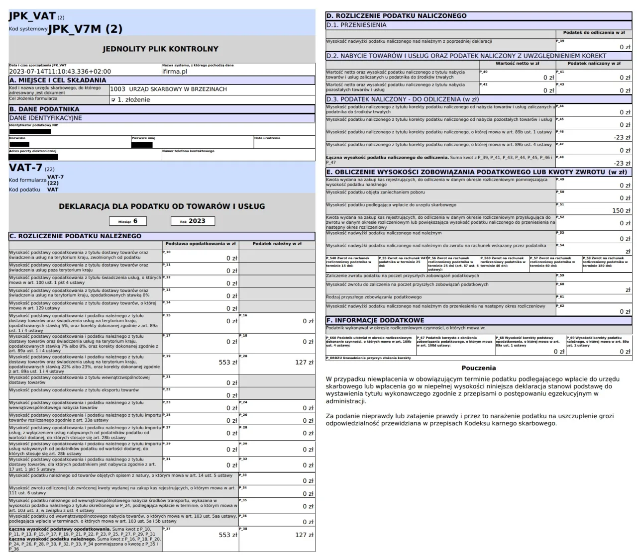 JPK_V7 import usług