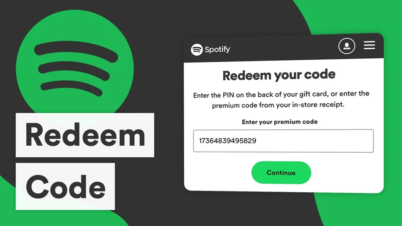Spotify redeem code page screenshot
