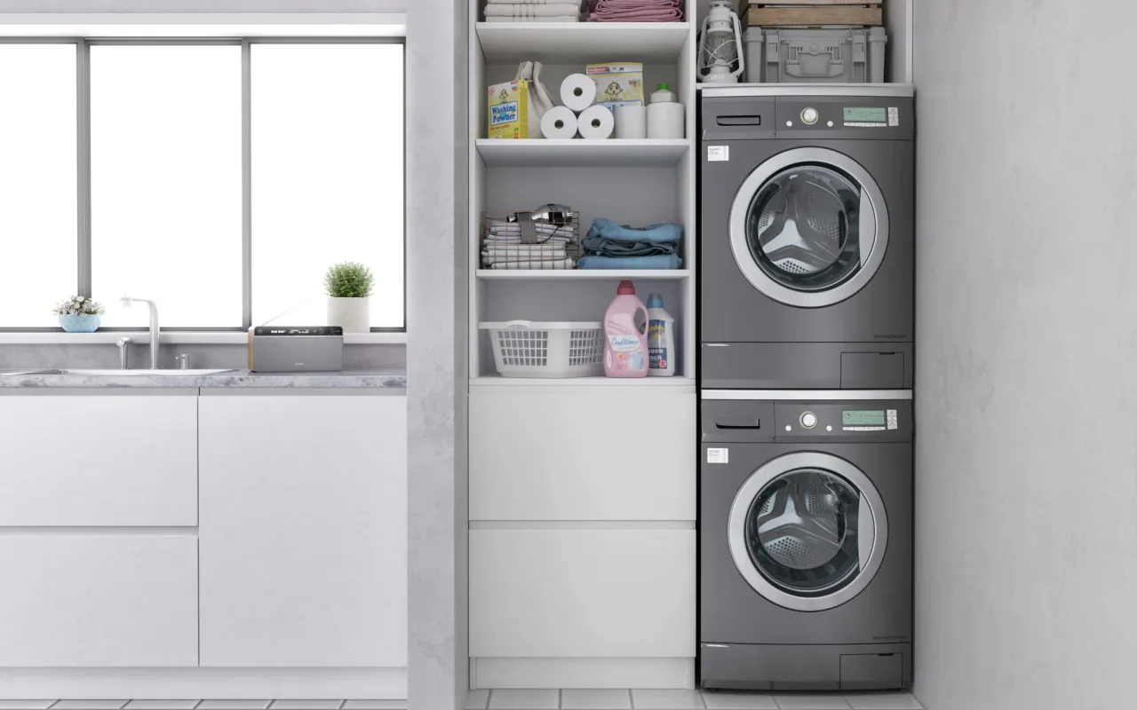 pralka i suszarka w słupku na schemacie