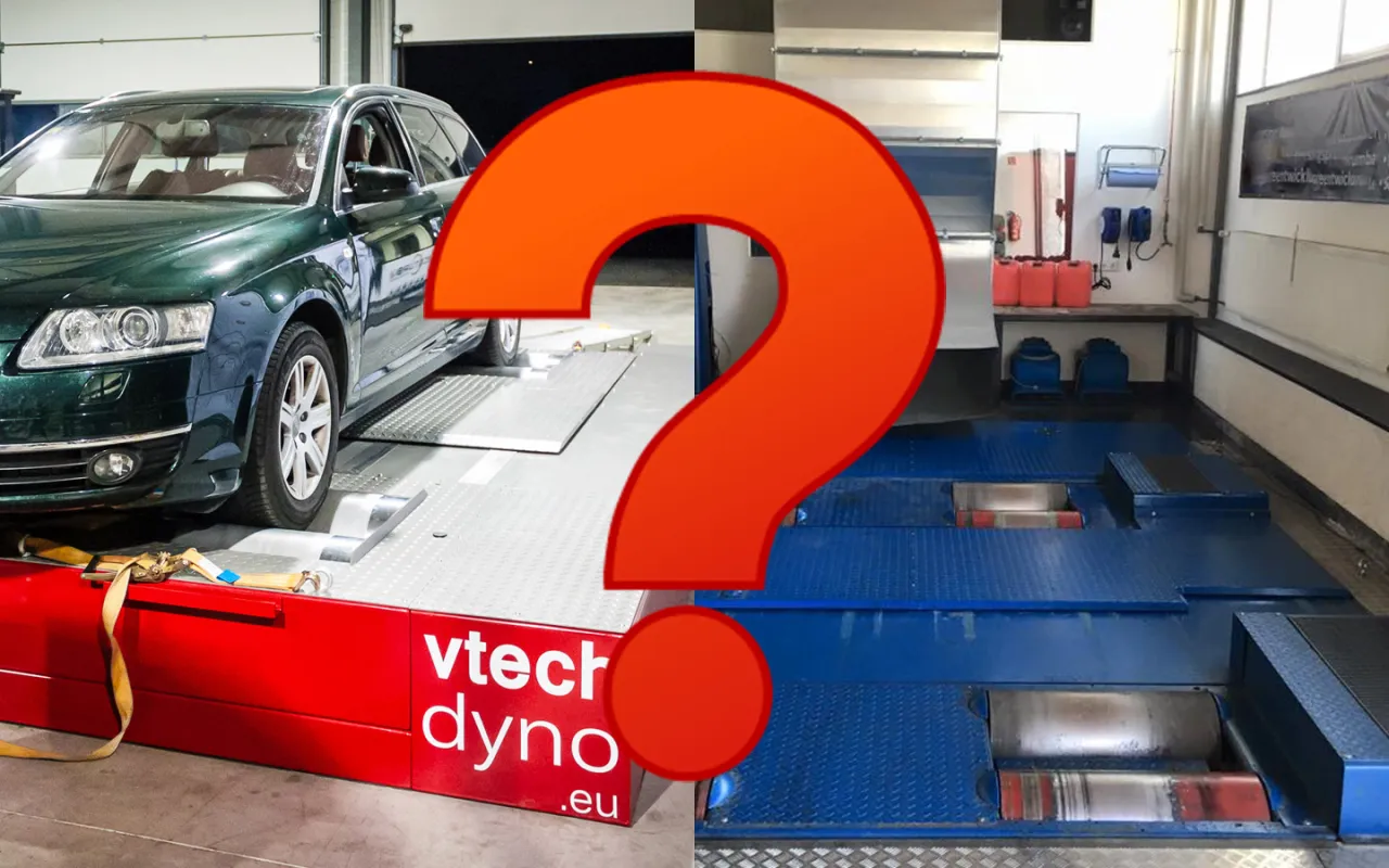 Hamownia podwoziowa w akcji - samochód na rolkach