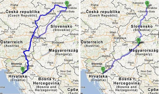 Mapa trasy Polska Zadar Chorwacja samochodem