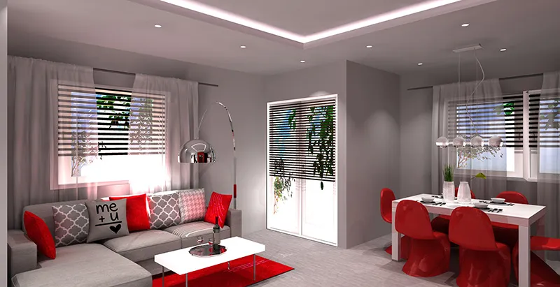 inspiracje szary salon z kolorowymi akcentami