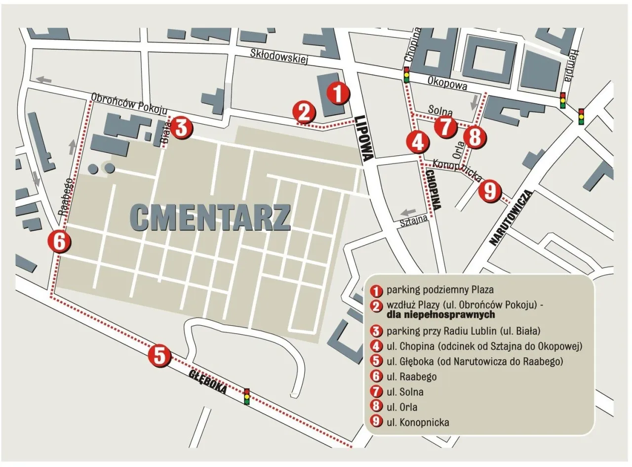 Mapa cmentarzy Lublin