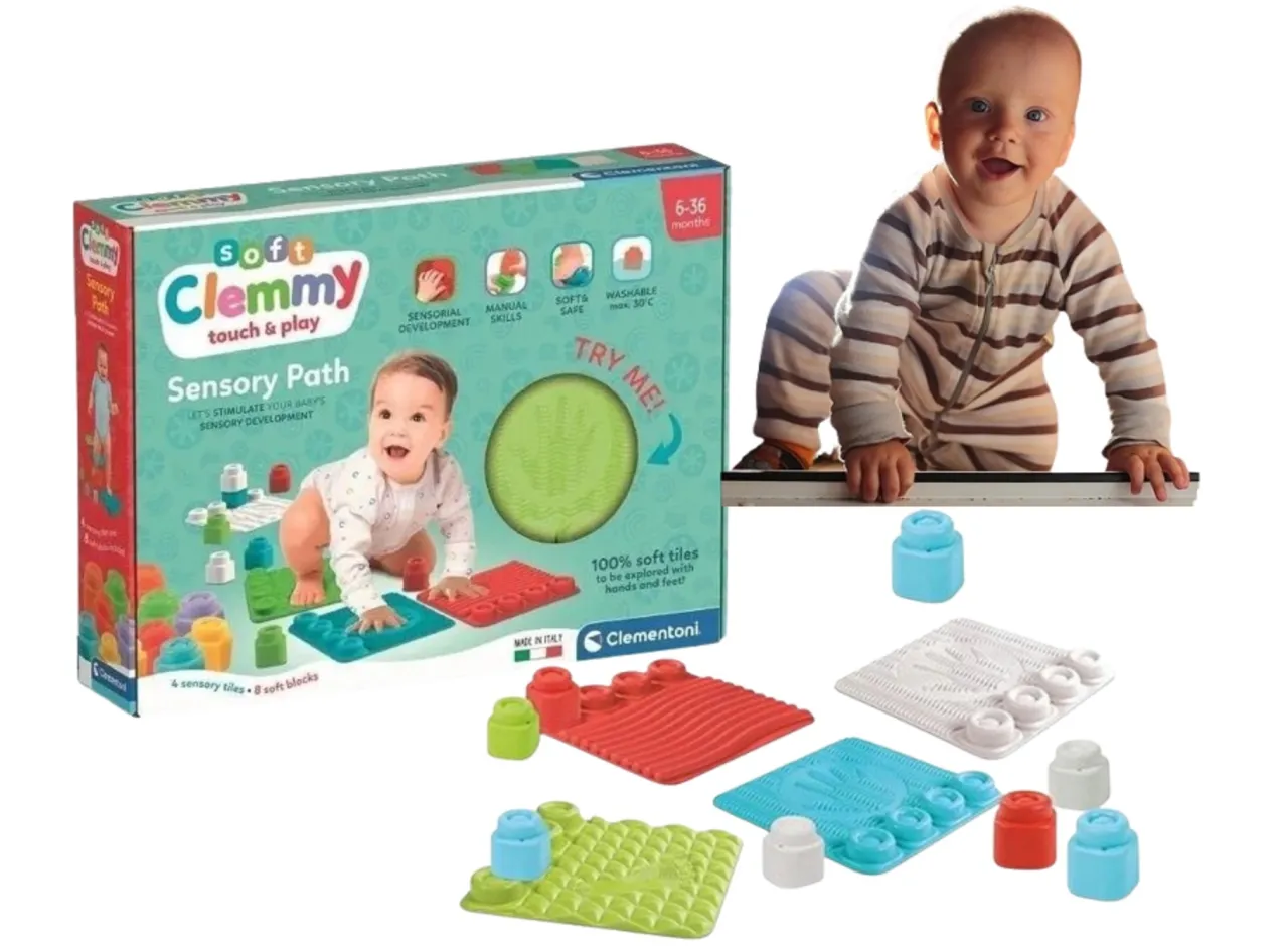 Dziecko bawi się ścieżką sensoryczną Clementoni