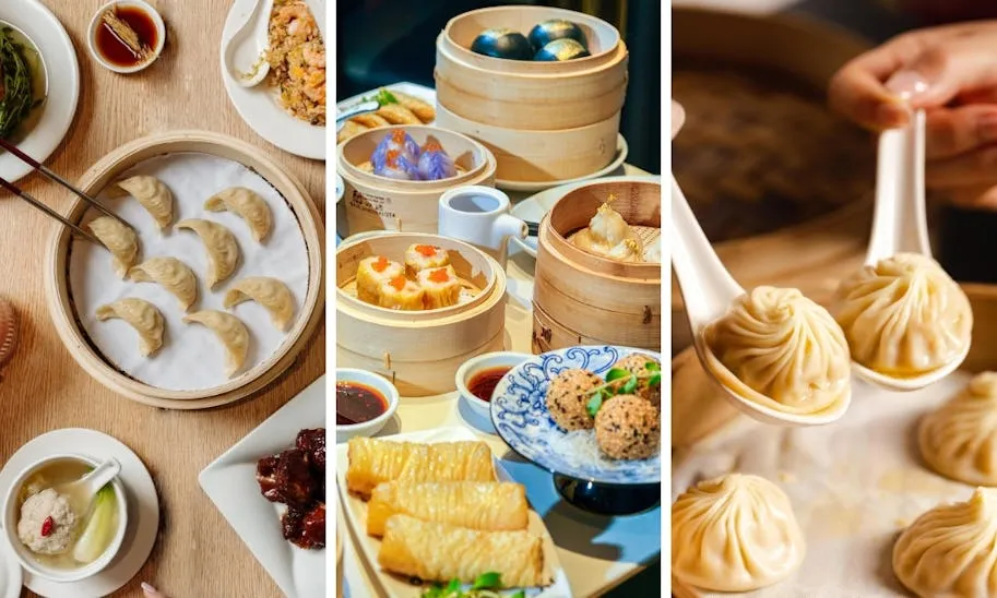 London Chinatown dim sum platter restaurant interior