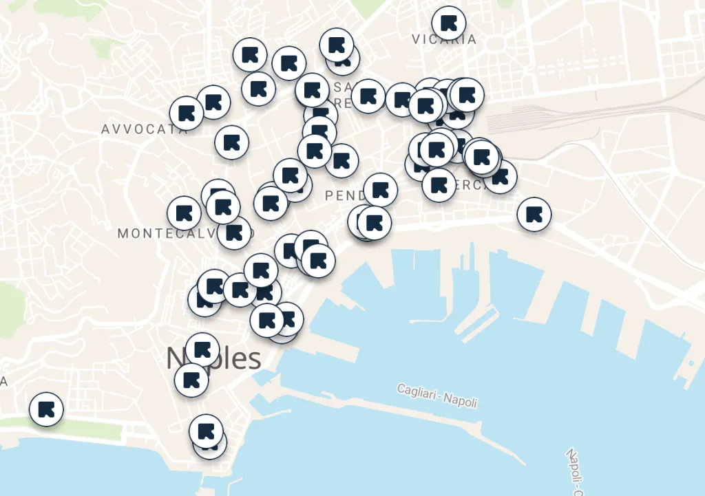 Mappa depositi bagagli Via Toledo Napoli