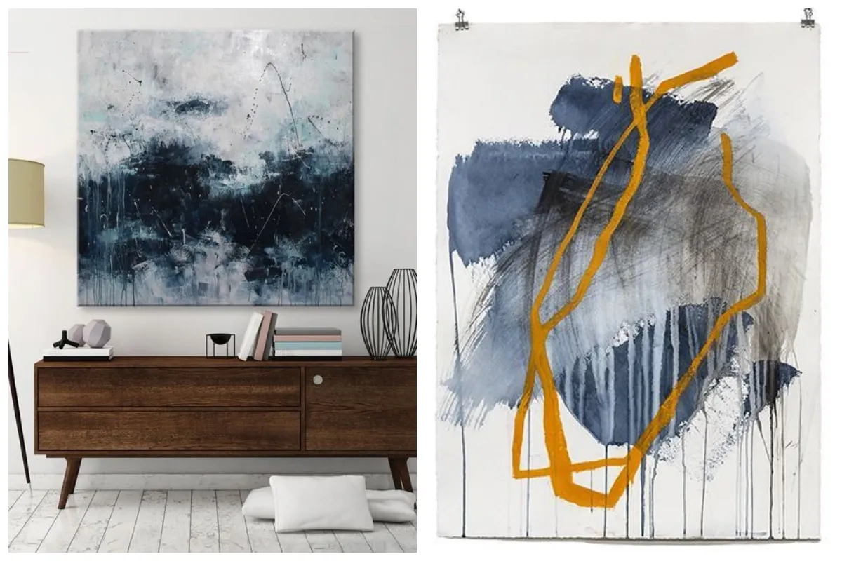 nowoczesne wnętrze z obrazem abstrakcyjnym