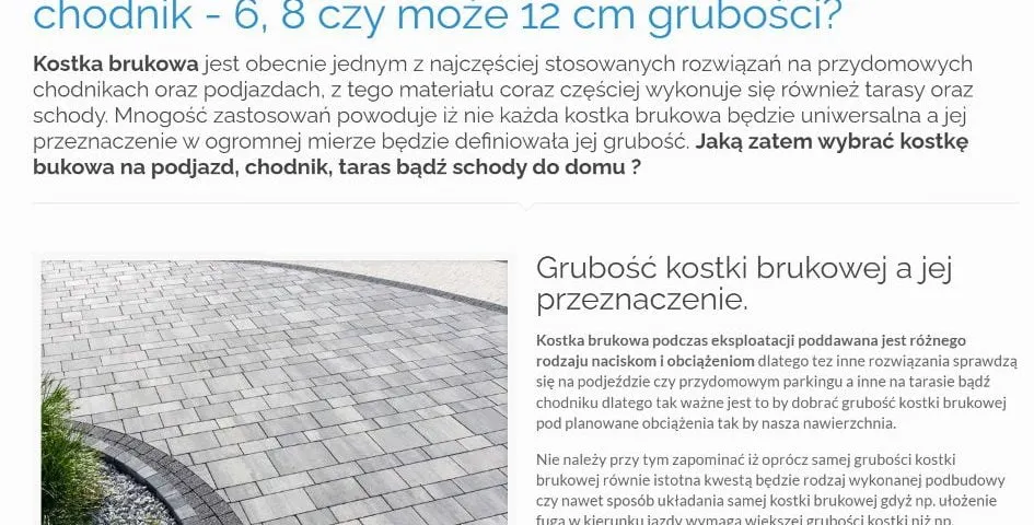 grubość kostki brukowej na chodnik