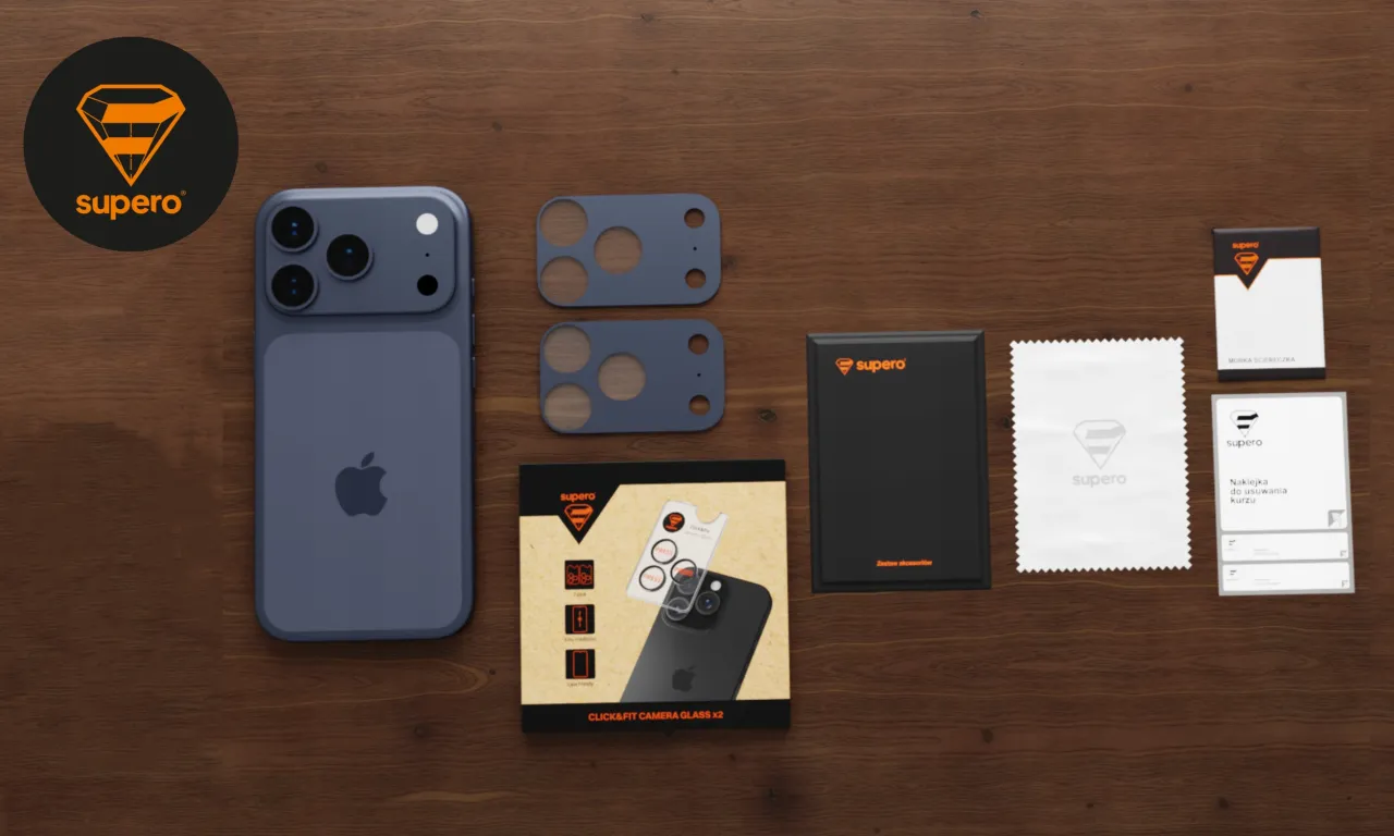 Zestaw Supero do ochrony aparatu iPhone. Dowiedz się, jak zdjąć szkło hartowane z aparatu iPhone, korzystając z akcesori&oacute;w.