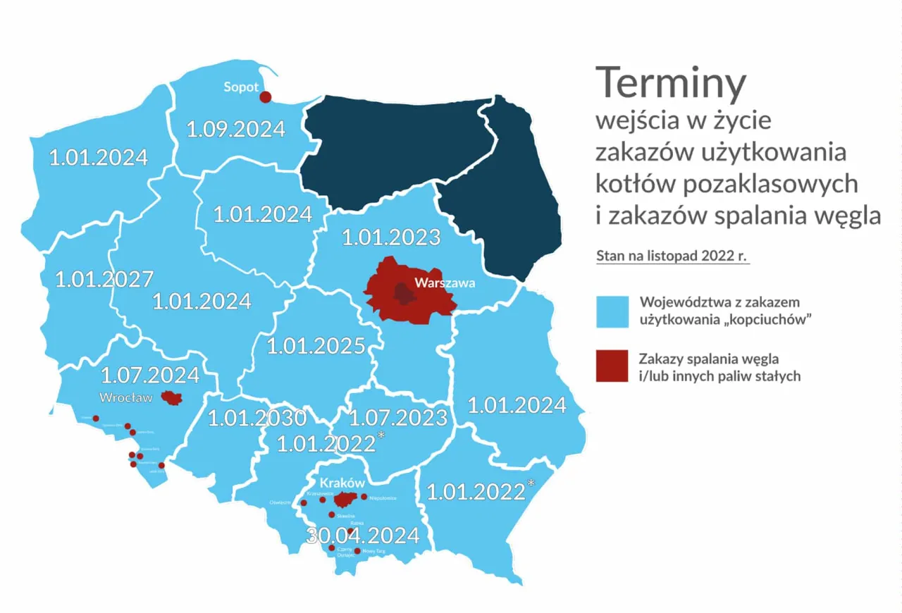 mapa uchwały antysmogowe Polska