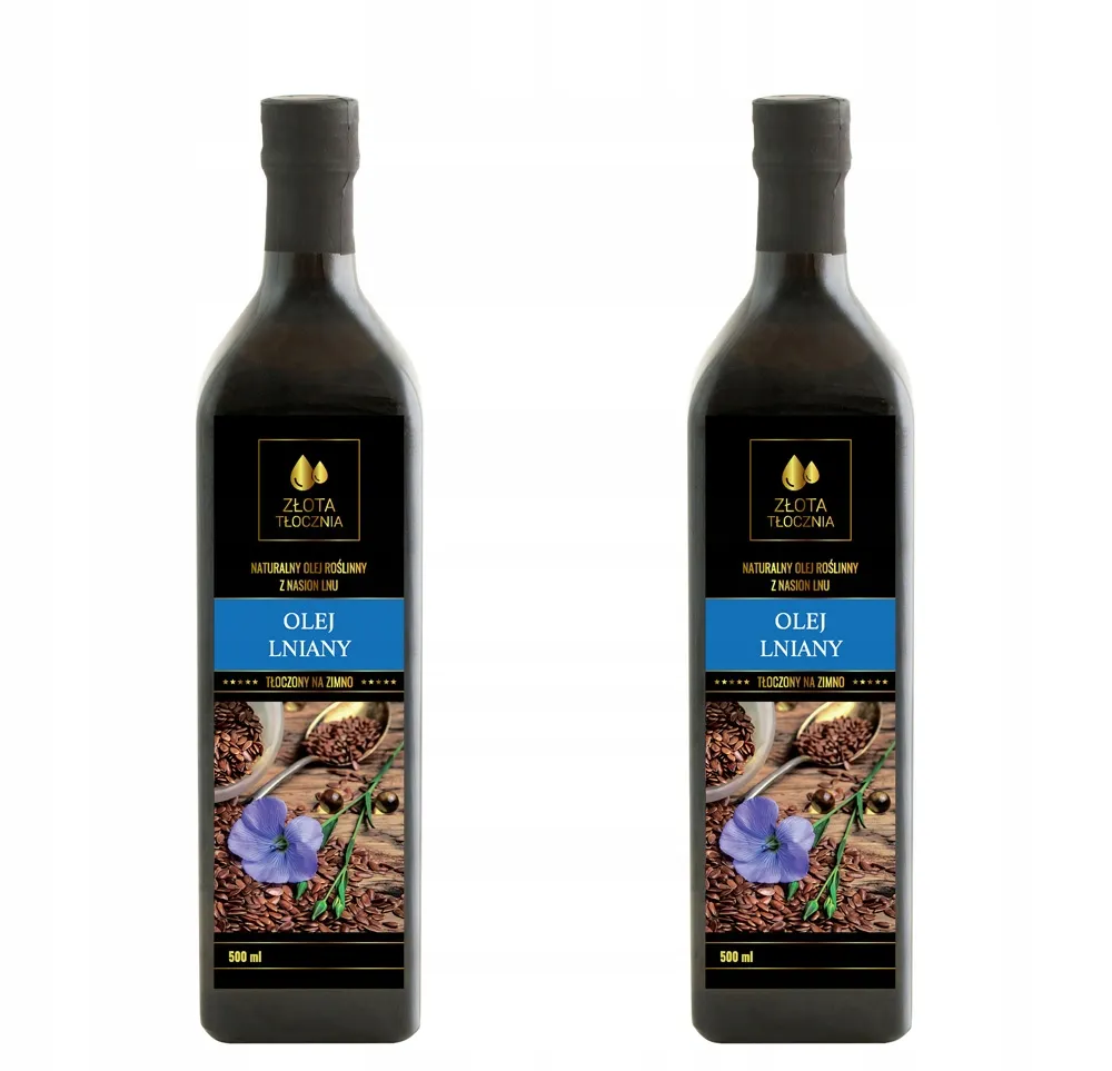 olej lniany butelka ciemna, nasiona lnu