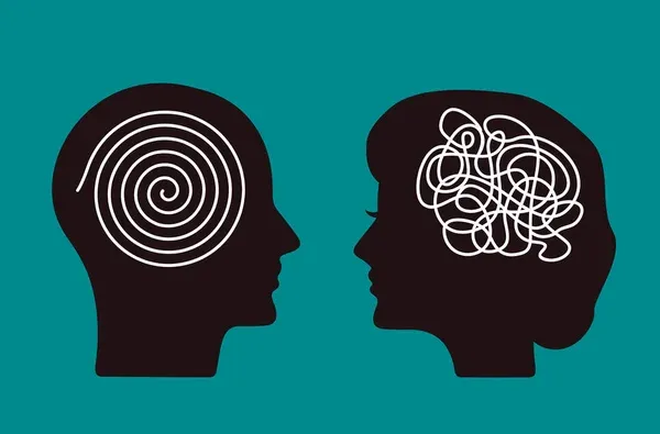 natrętne myśli, wizualizacja chaosu w głowie, grafika koncepcyjna