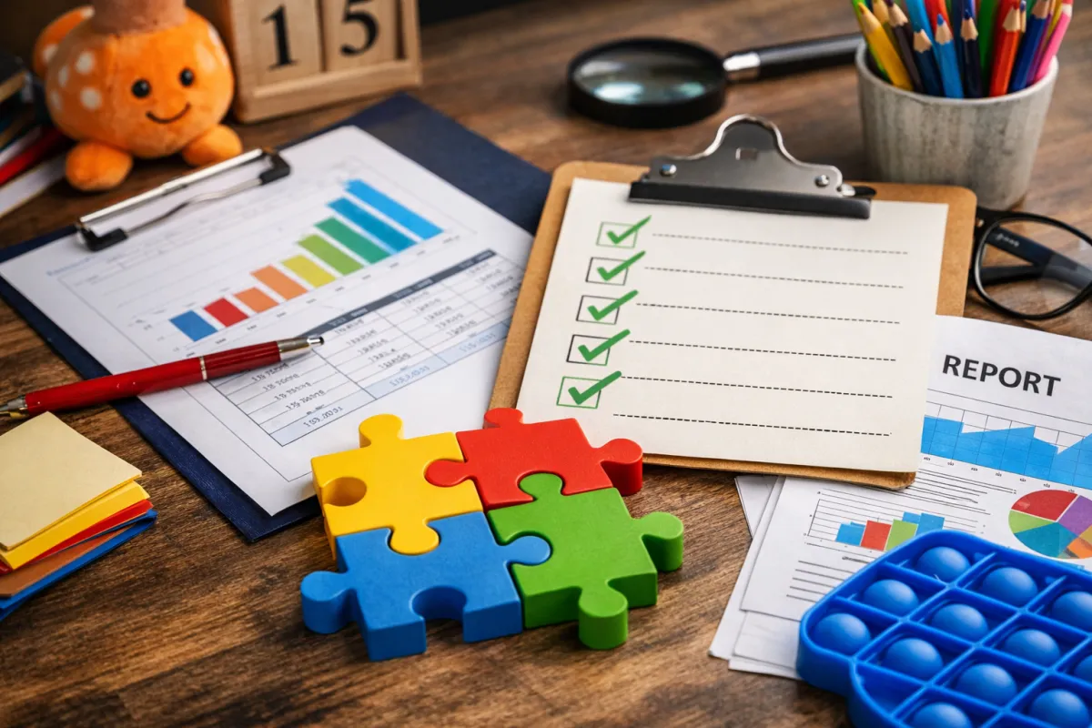 Kolorowe puzzle, lista zadań z zaznaczonymi punktami i wykresy sugerują, że to aneks do IPETu, gdzie planujemy kolejne kroki.