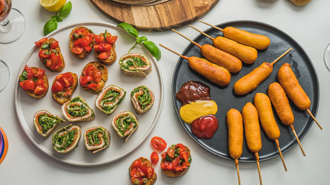 Co ugotować na sylwestra? Bruschetta, roladki z łososiem i szpinakiem, par&oacute;wki w cieście. Idealne przekąski na imprezę!