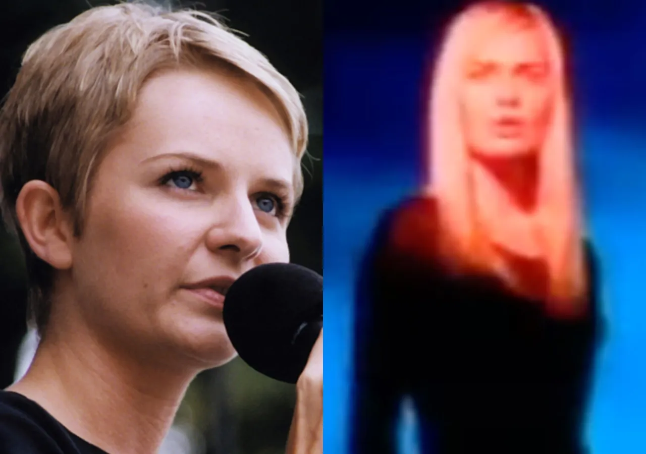 Dwie kobiety, jedna śpiewa orła cień, druga w rozmyciu.