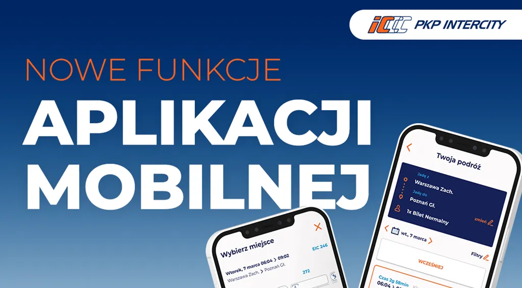 Zrzut ekranu aplikacji mobilnej PKP Intercity