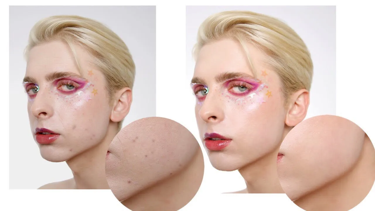 Przed i po edycji zdjęcia makijażu smartfonem