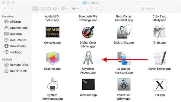 Dostęp do pęku kluczy macOS