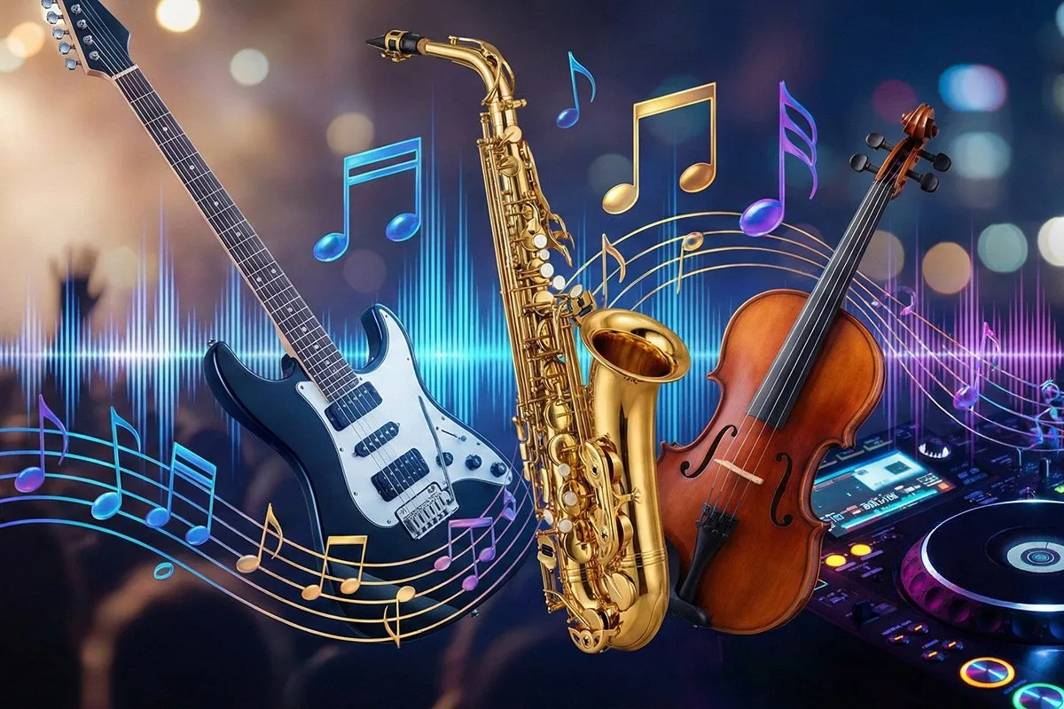 Różne gatunki muzyki elektronicznej wizualizacja