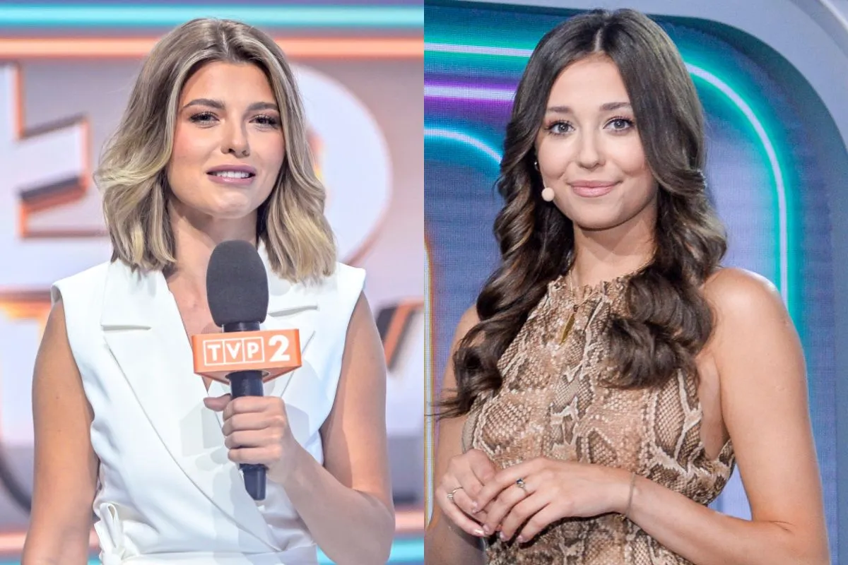 Dwie prezenterki, jedna z mikrofonem TVP 2, druga w stylizacji wężowej sk&oacute;ry. Czy jedna z nich to nowa prowadząca Koło Fortuny?
