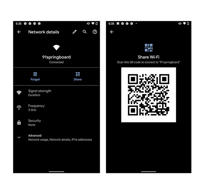 Android Wi-Fi QR code share