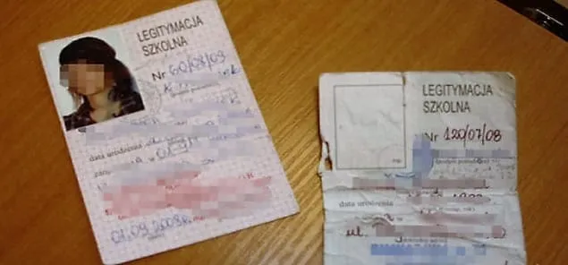 legitymacja szkolna uszkodzona