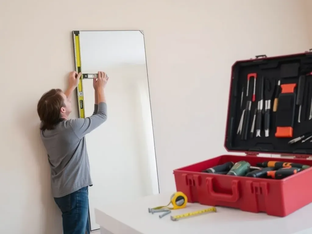 montaż lustra na płycie gipsowo-kartonowej