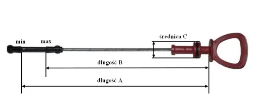 Bagnet samochodowy z oznaczeniami min max