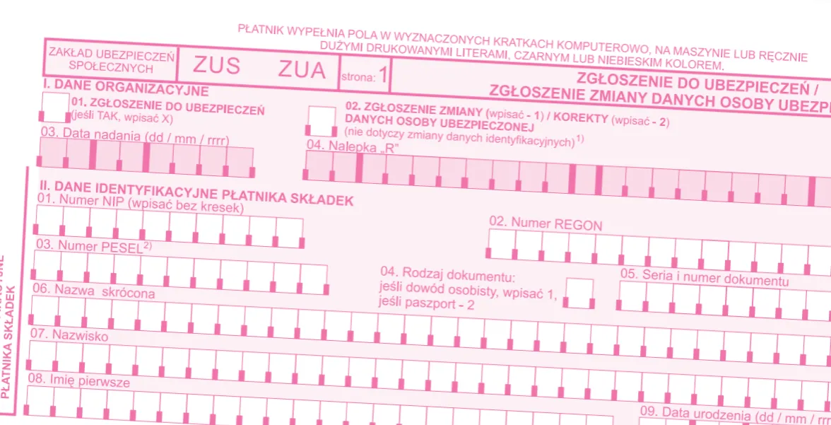 Formularze ZUS i NIP dla osoby fizycznej