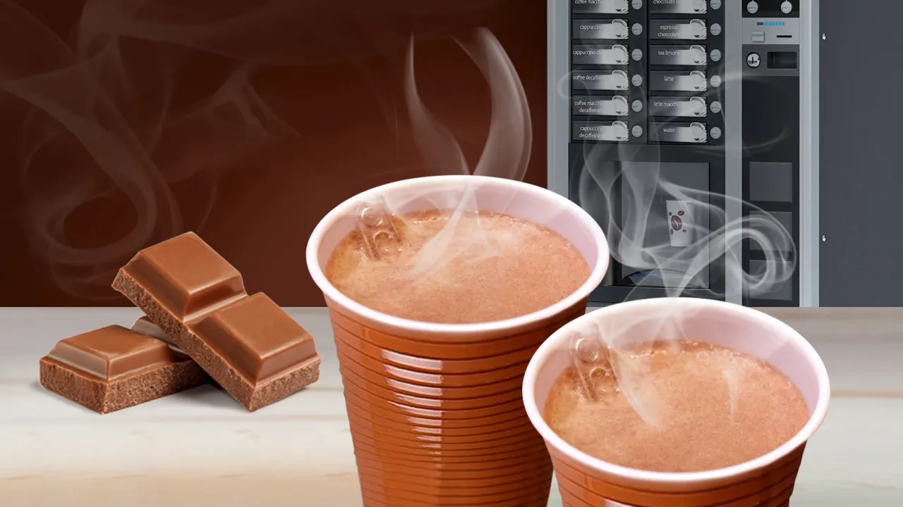 Kubek gęstego kakao z automatu