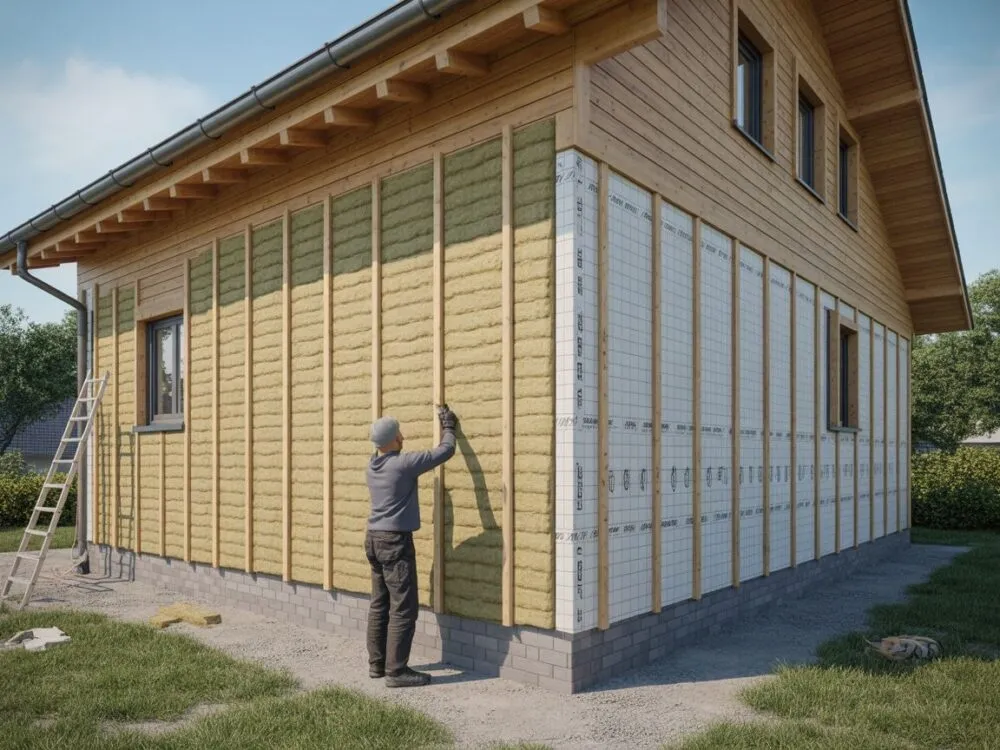 błędy ocieplenia domu drewnianego wizualizacja