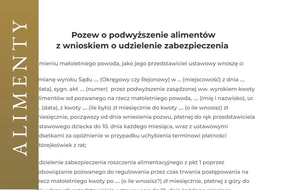zabezpieczenie alimentów dokumenty