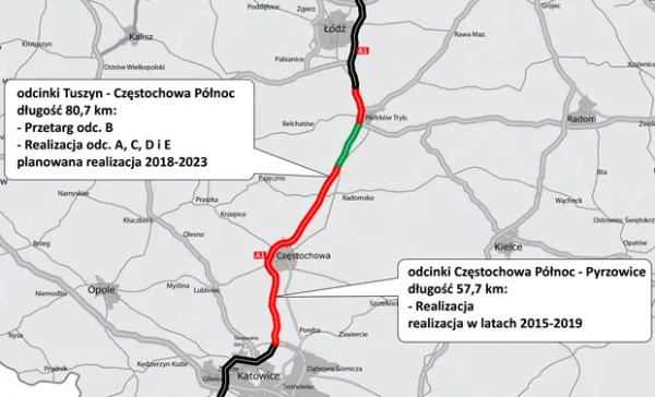 Ostatni odcinek autostrady A1 Piotrk&oacute;w Trybunalski Kamieńsk