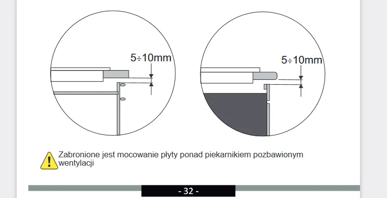 wentylacja pod płytą indukcyjną w szafce