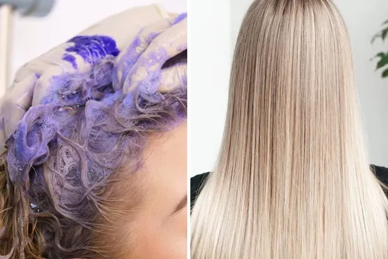 nieudane tonowanie włos&oacute;w fioletowe plamy