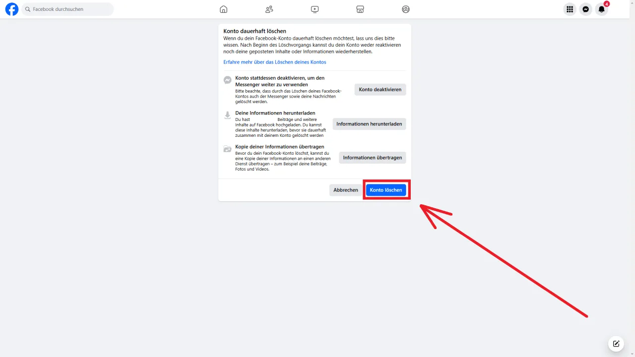 Facebook Konto löschen Anleitung Desktop und Handy