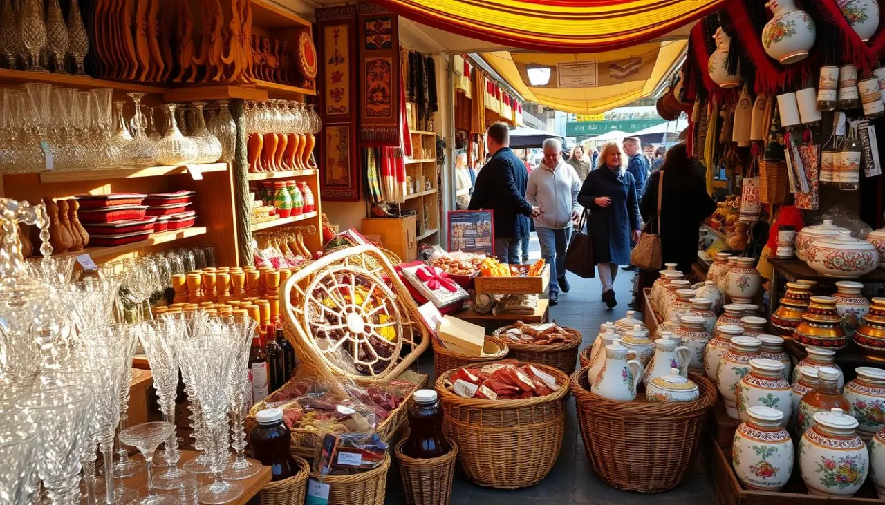 Słowackie jedzenie i pamiątki na targu