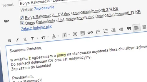 przykładowy mail z cv, struktura maila rekrutacyjnego