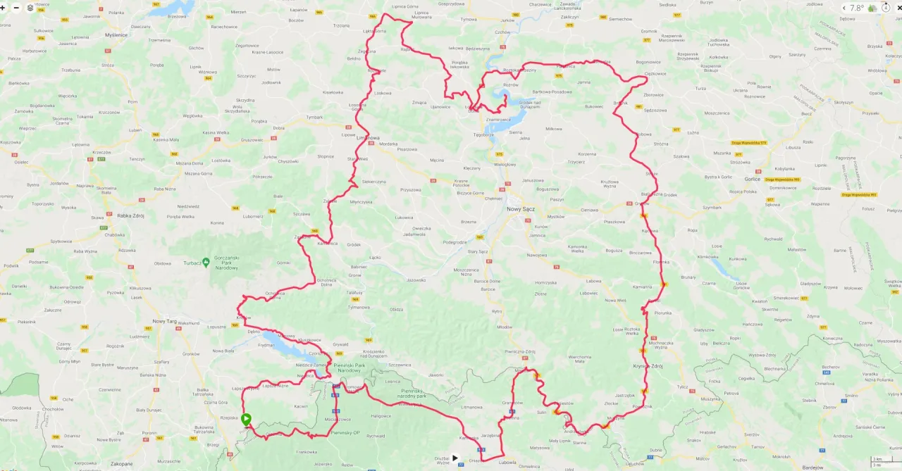 Mapa trasy motocyklowej Roztocze